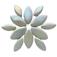 Mosaiksteinen Elipsenform Perle Glas Weiß