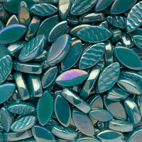 Ottoman Bloemblaadjes Parelmoer Donkercyaan