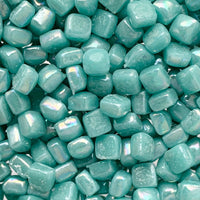 Verre Mosaique - glass mosaic -Glasmosaik-glasmozaïek-Micro Glasmozaiek 4,8mm Parelmoer Half Cyaan - mosaicshop