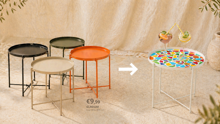 IKEA Hack DIY mozaïektafeltje GLADOM