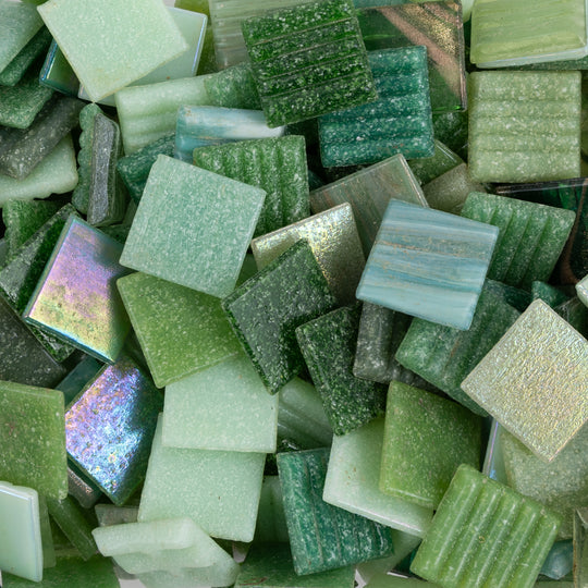 Glass Mosaic Green Mix 20mm