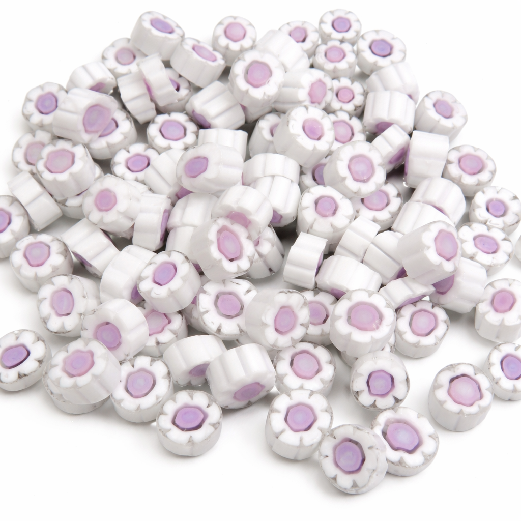 Millefiori Weiß Rosa Blume