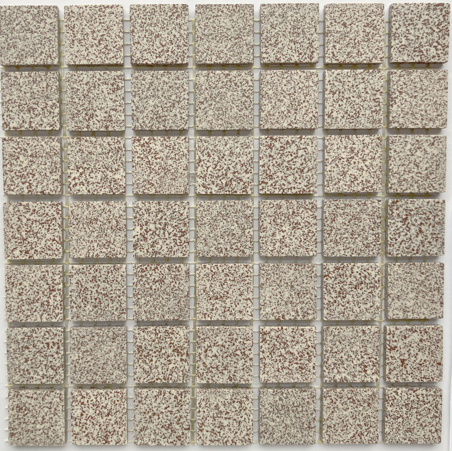 Winckelmans Rouge 210 Mouchetés – matt 20x20 mm mosaic tiles on mesh