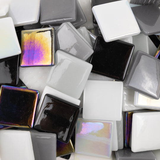 Pâte de Verre 25mm Zwart-Grijs-Wit Mix