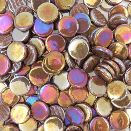 Ronde Glastegel Parelmoer 18mm Koffie