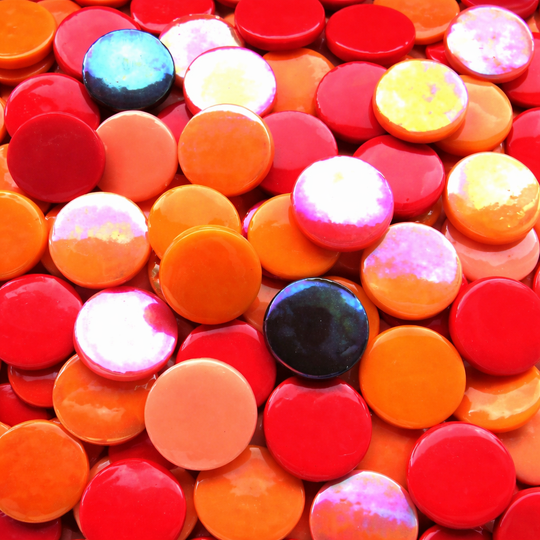 Ronde Glastegel 18mm Rood Mix