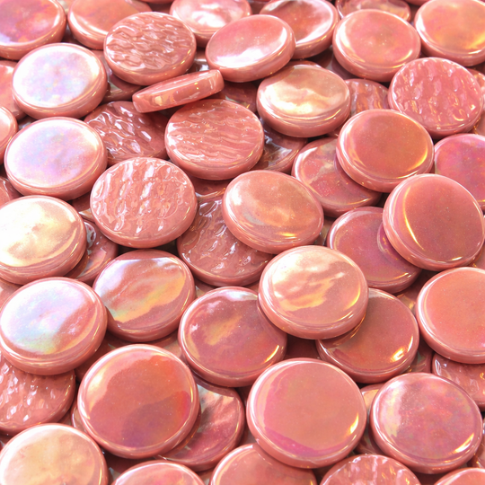 Ronde Glastegel Parelmoer 18mm Donker Roze