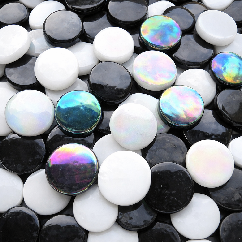 Glas-Pastillen 18mm Schwarz-Weiß-Mix