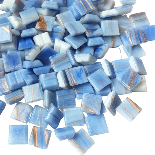 Glasmozaiek met Goud Dooradert 10mm Hemelsblauw