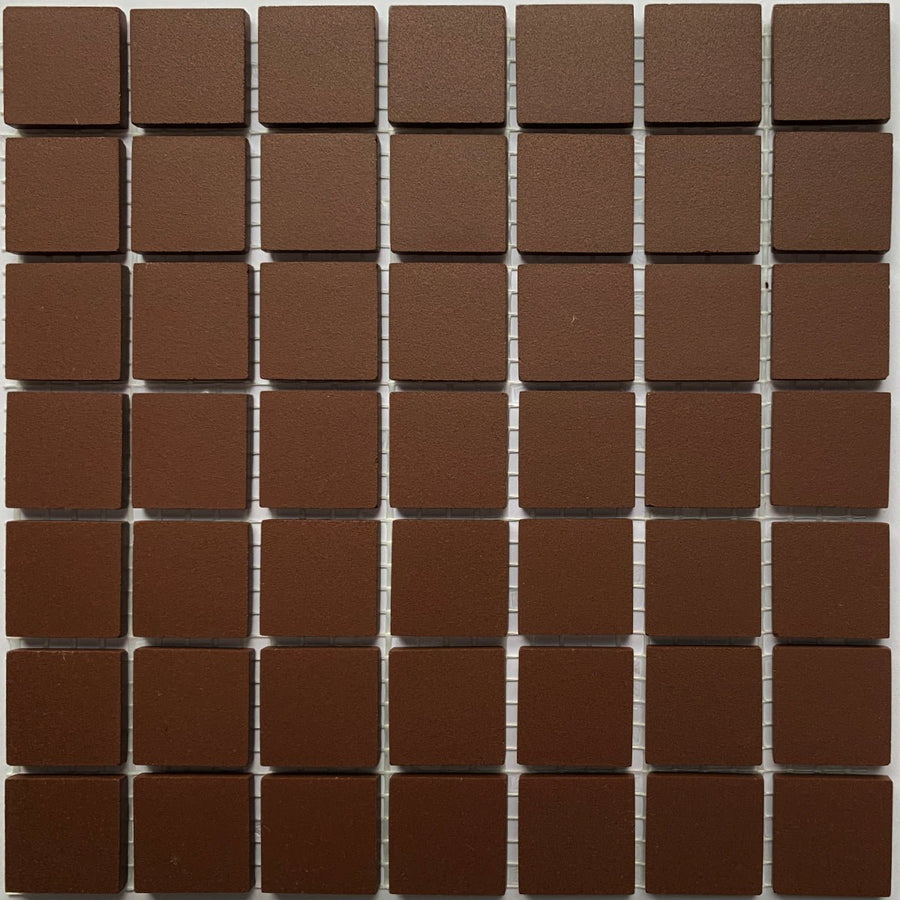 Winckelmans Brun – matt 20x20 mm mosaic tiles on mesh