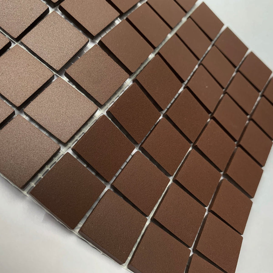 Winckelmans Brun – matt 20x20 mm mosaic tiles on mesh