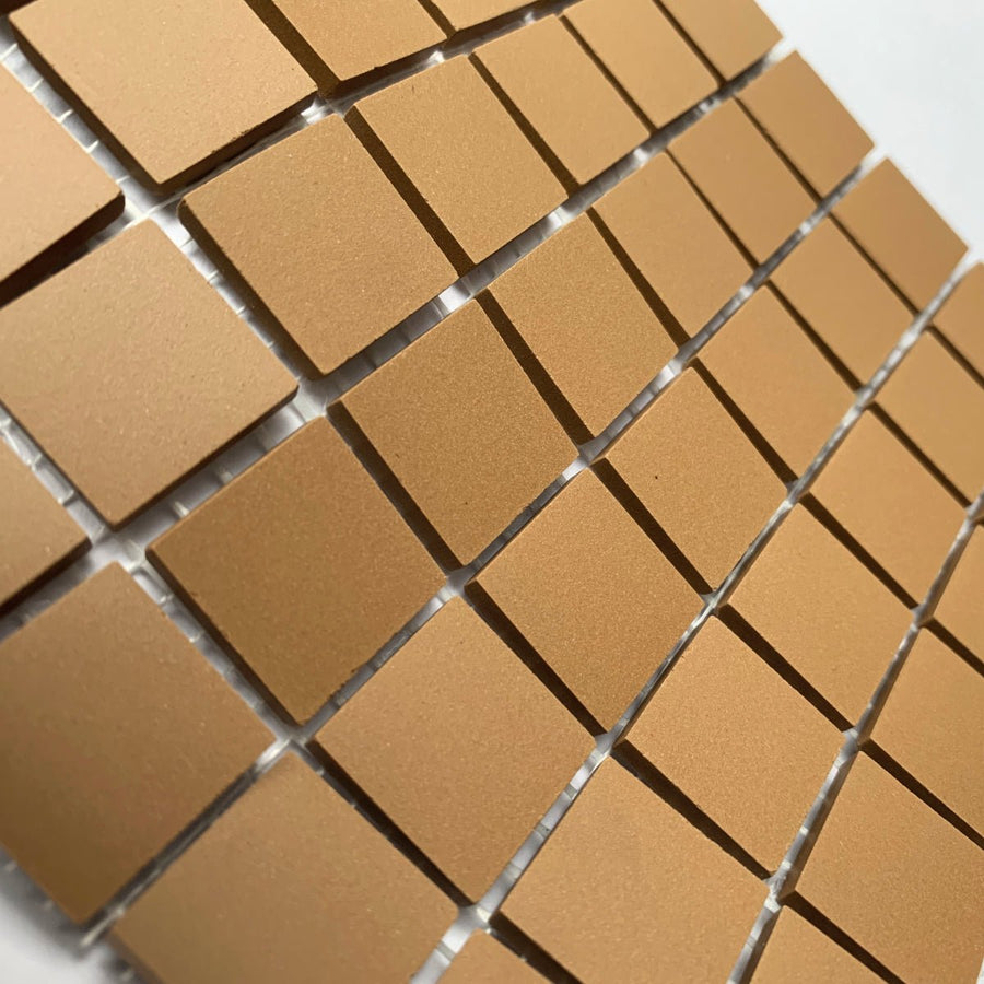 Winckelmans Caramel – matt 20x20 mm mosaic tiles on mesh