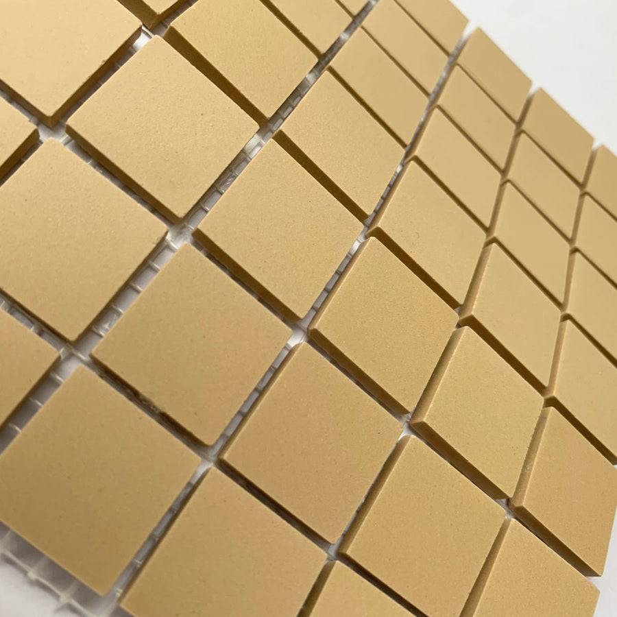 Winckelmans Cognac – matt 20x20 mm mosaic tiles on mesh