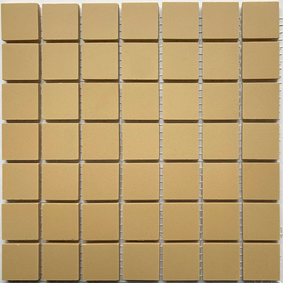Winckelmans Cognac – matt 20x20 mm mosaic tiles on mesh