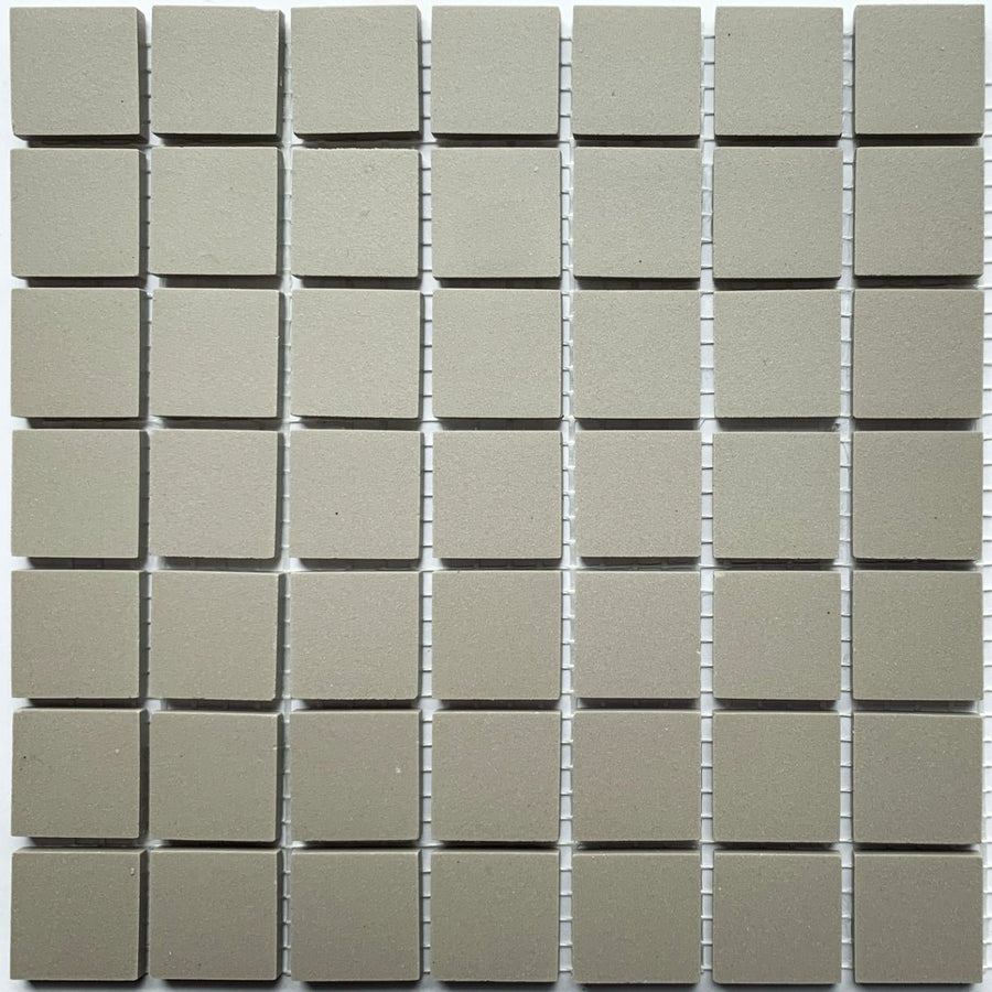 Winckelmans Gris Pale – matt 20x20 mm mosaic tiles on mesh