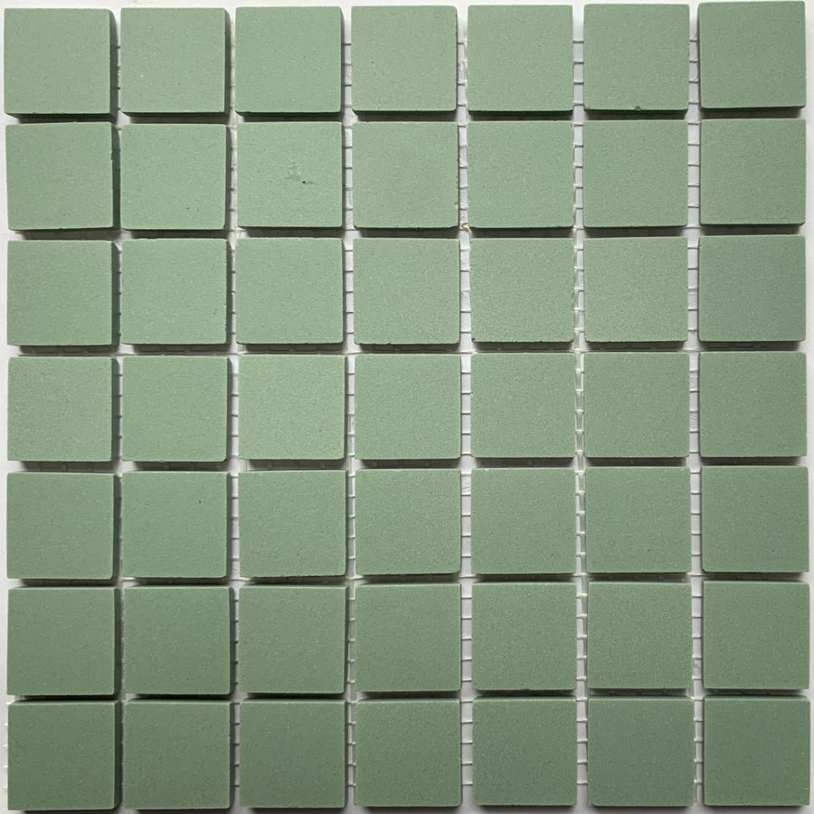 Winckelmans Vert Pale – matt 20x20 mm mosaic tiles on mesh