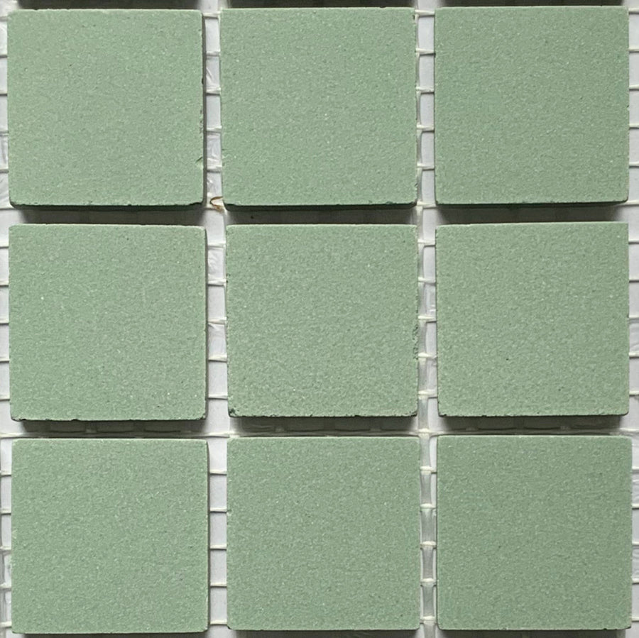 Winckelmans Vert Pale – matt 20x20 mm mosaic tiles on mesh
